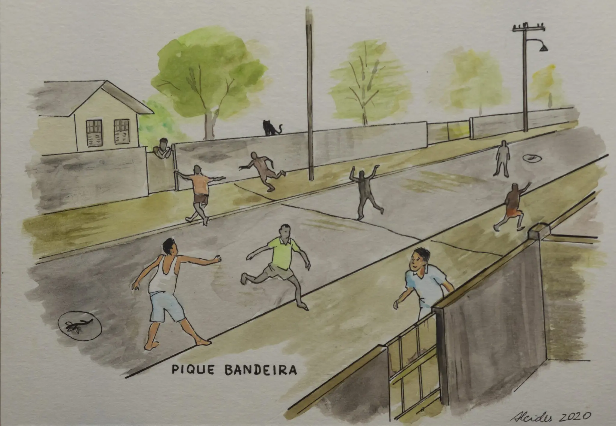 Pintura de pique-bandeira em rua, Alcides Oliveira, 2020
