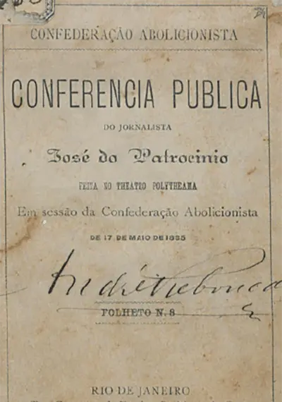 Cartaz preto e branco anunciando conferência abolicionista em 17 de maio de 1835.
