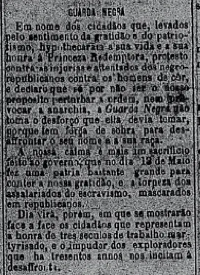 Guarda Negra: organização que lutou contra ataques republicanos e escravismo.