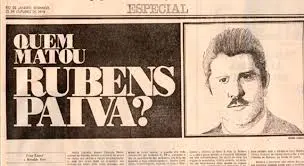 Jornal em preto e branco sobre o caso Rubens Paiva.