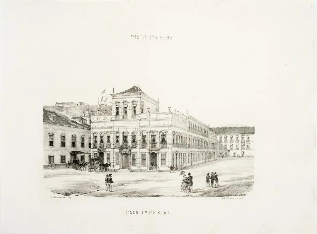 Palácio imperial em preto e branco, Rio de Janeiro