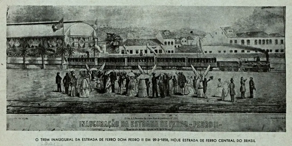 Inauguração da Estrada de Ferro Dom Pedro II em 1858