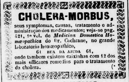 Cartaz informativo sobre cholera-morbis em preto e branco.