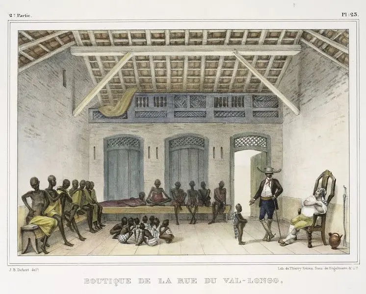 Mercado colonial na Rua do Valongo, 1835