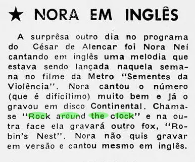 Cartaz informativo sobre Nora Ney cantando em inglês em programa de César de Alencar.