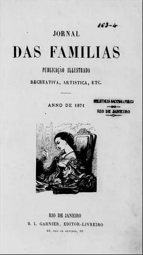 Capa de jornal "Jornal das Famílias", ilustrada, de 1874, Rio de Janeiro.