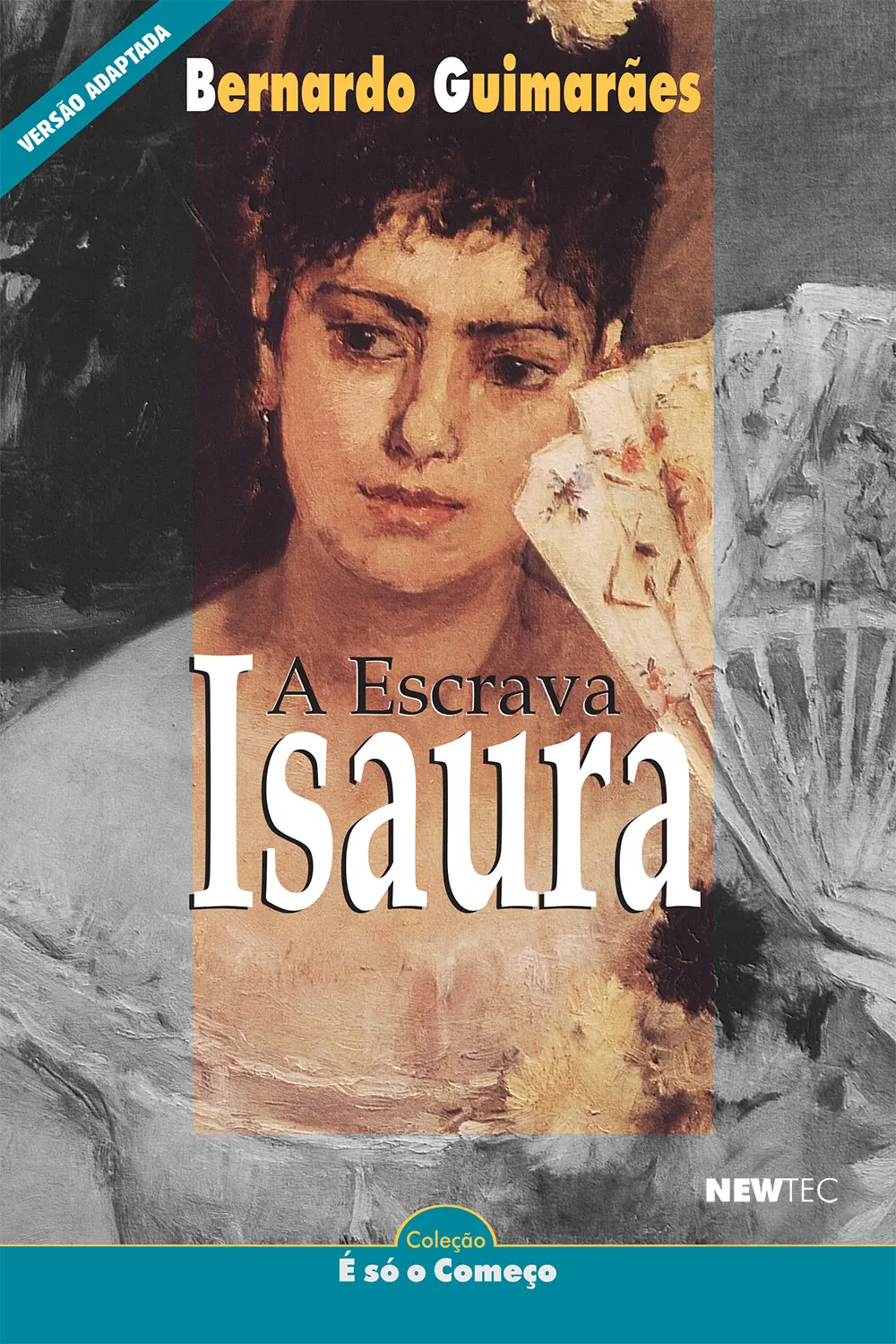 Pintura de Isaura, escrava, com lenço branco e flores vermelhas.
