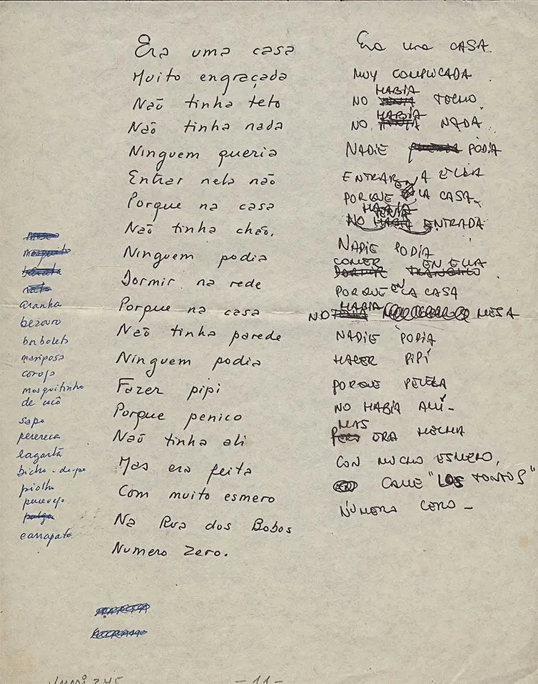 Poesias escritas à mão em português, Maurício assina.