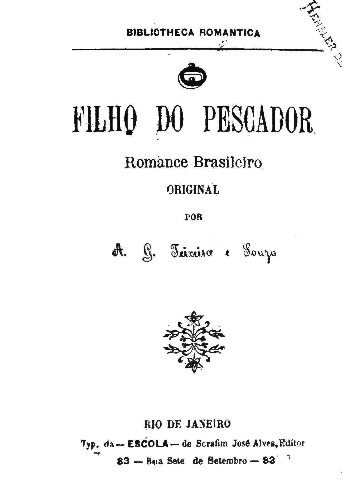 Capa de livro preto e branco sobre literatura romântica brasileira original.