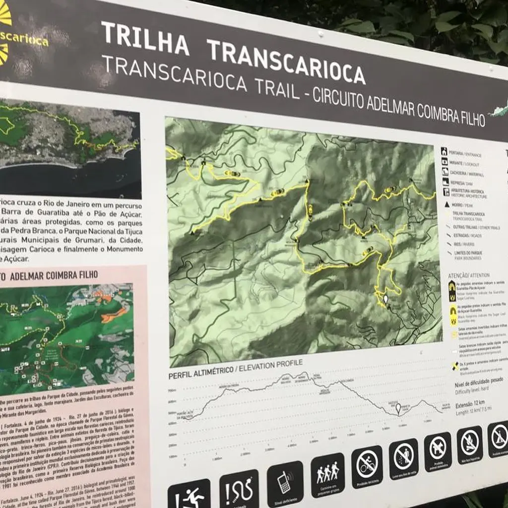 Cartaz informativo sobre Trilha Transcarioca - Circuito Adelmar Coimbra Filho