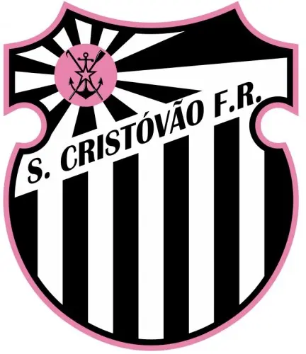 Escudo com faixas horizontais preto e branco, símbolo de anjo em círculo rosa claro.