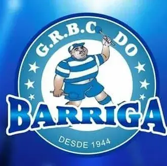 Cartaz azul do Grêmio Recreativo e Cultural do Barriga, fundado em 1944.