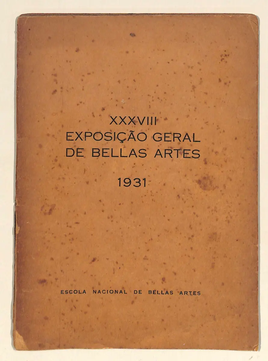Livro antigo com capa marrom e título da exposição de 1931.