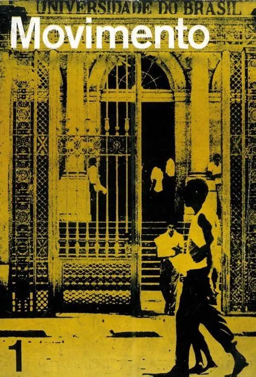Ilustração em preto e branco com porta, balcão, figura e duas pessoas caminhando.