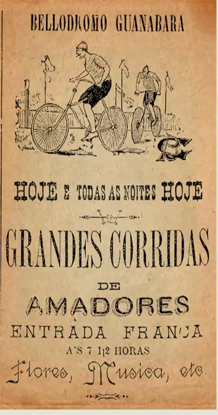 Cartaz de corridas de amadores no Velódromo Guanabara