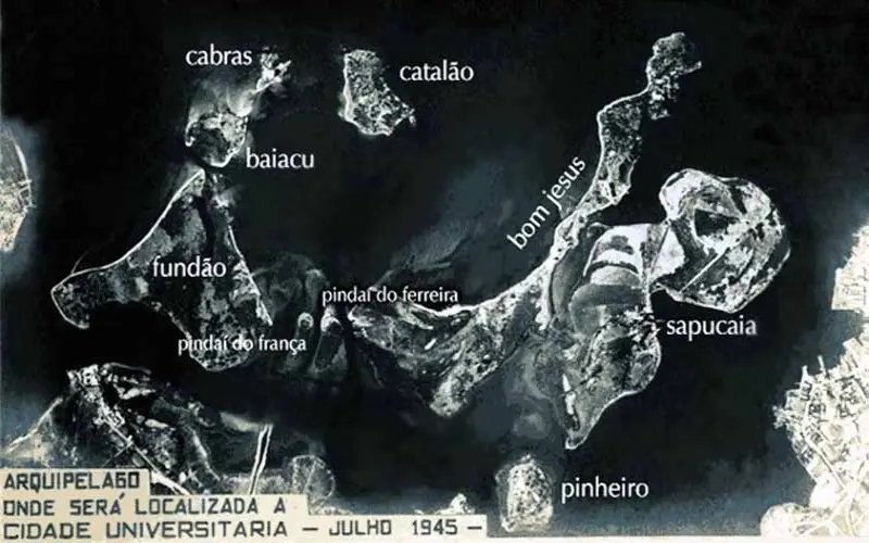 Mapa aéreo de ilhas do arquipélago, Julho 1945.