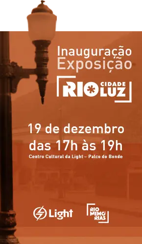 Cartaz anuncia inauguração de exposição "Cidade Luz" em 19/12.