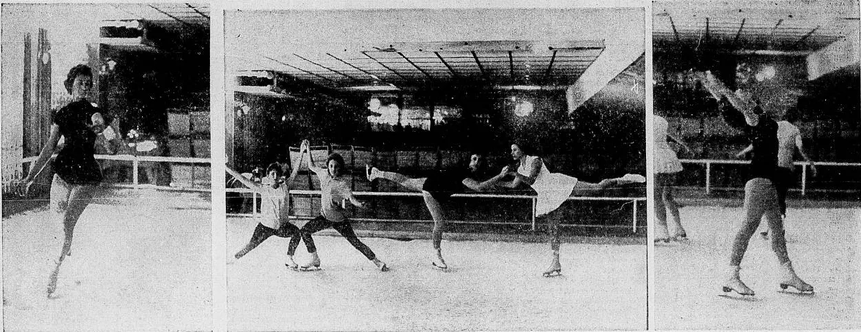 Patinadores sincronizados em gelo.