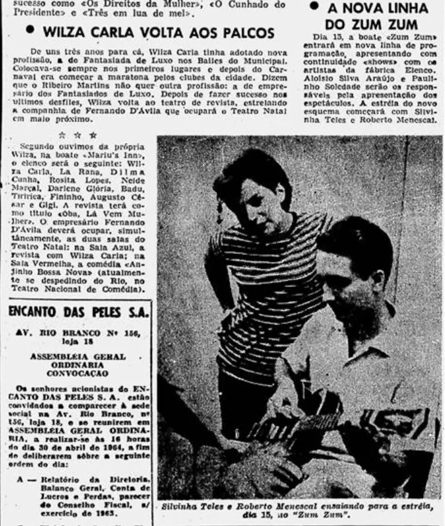 Silvinha Teles e Roberto Menescal ensaiando juntos.