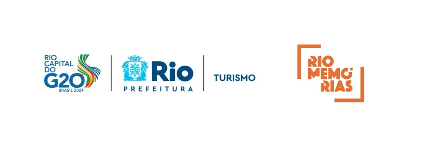 Logotipos representando Rio Capital do G20, Prefeitura de Turismo e Memórias.