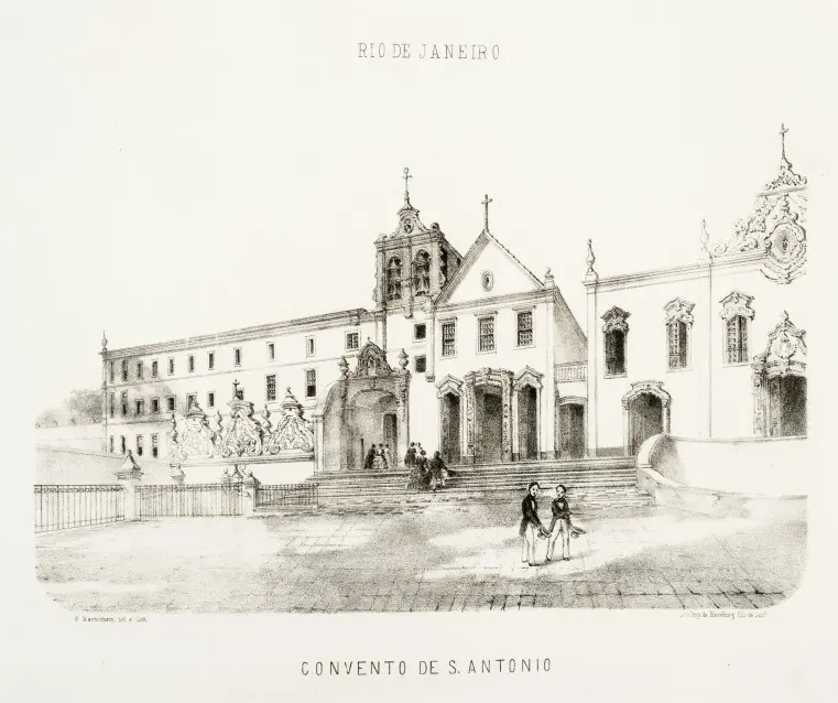 Convento colonial em preto e branco, Rio de Janeiro