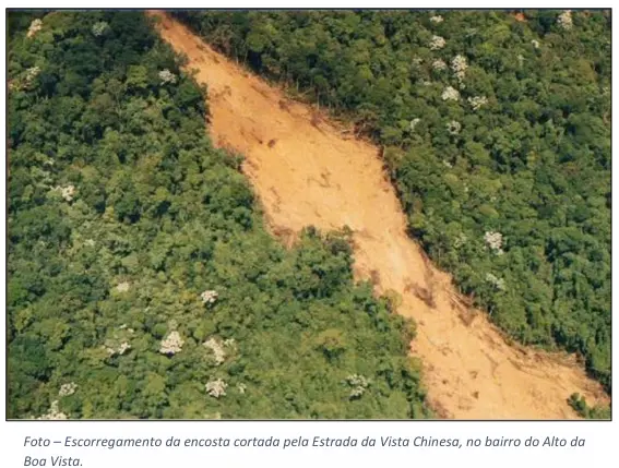 Deslizamento de terra em área florestal.