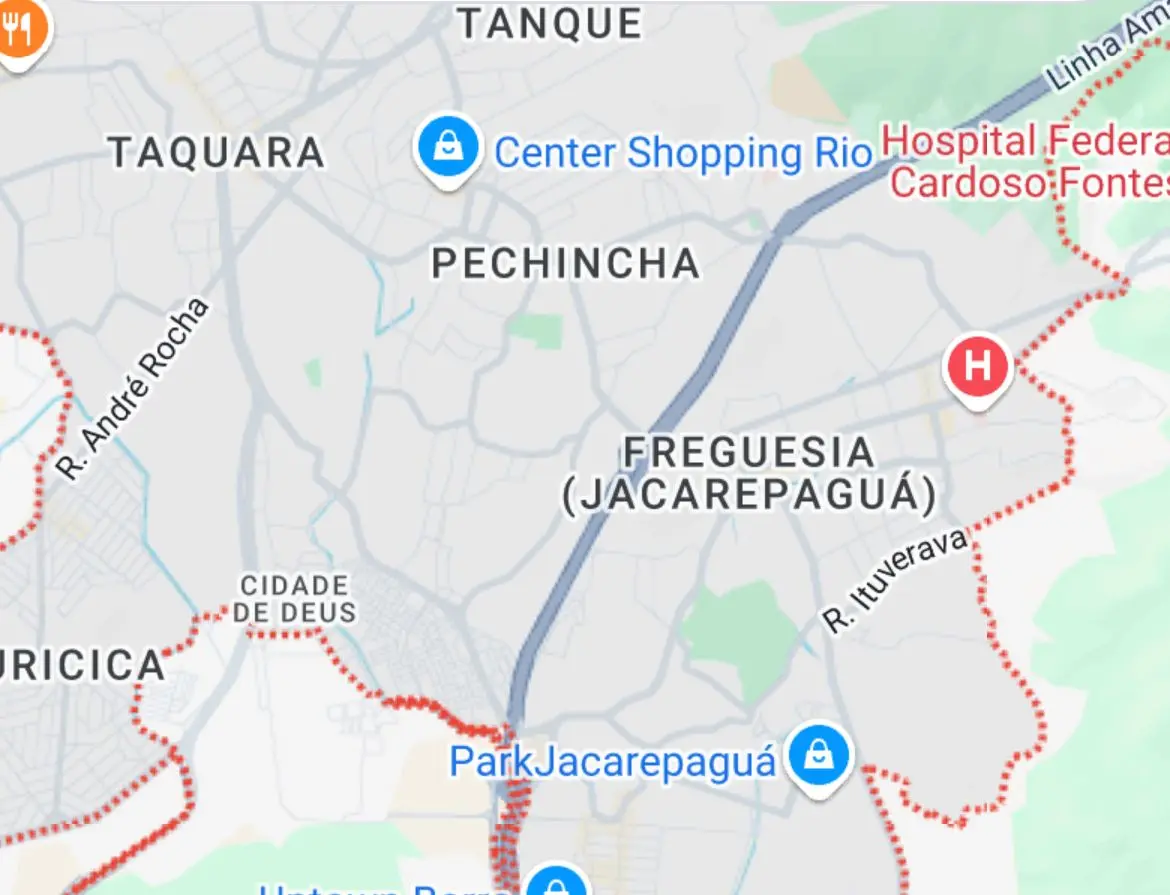 Mapa de localização do Rio de Janeiro, destacando bairros urbanos e principais pontos de interesse.