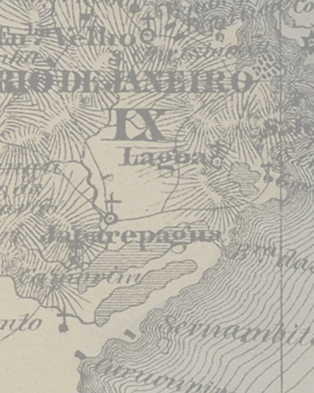 Mapa antigo com localidades e estradas.