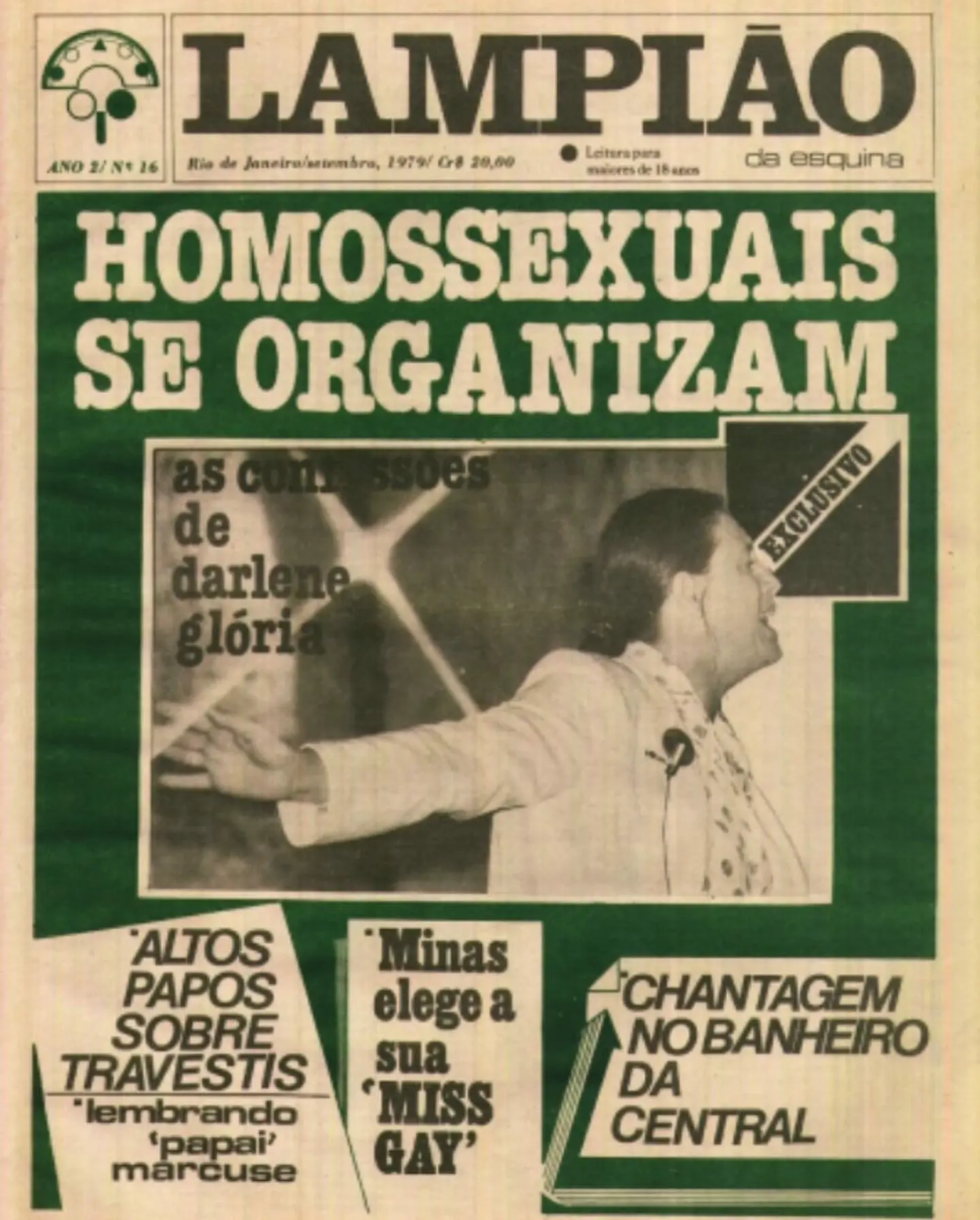 Capa de jornal de setembro de 1979 destacando "Homossexuais se organizam".