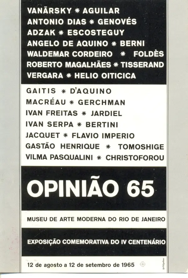 Cartaz informativo sobre exposição comemorativa do IV Centenário do Museu de Arte Moderna do Rio de Janeiro.