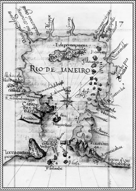 Mapa antigo com rios Magre e Obirueta, Rio de Janeiro central.