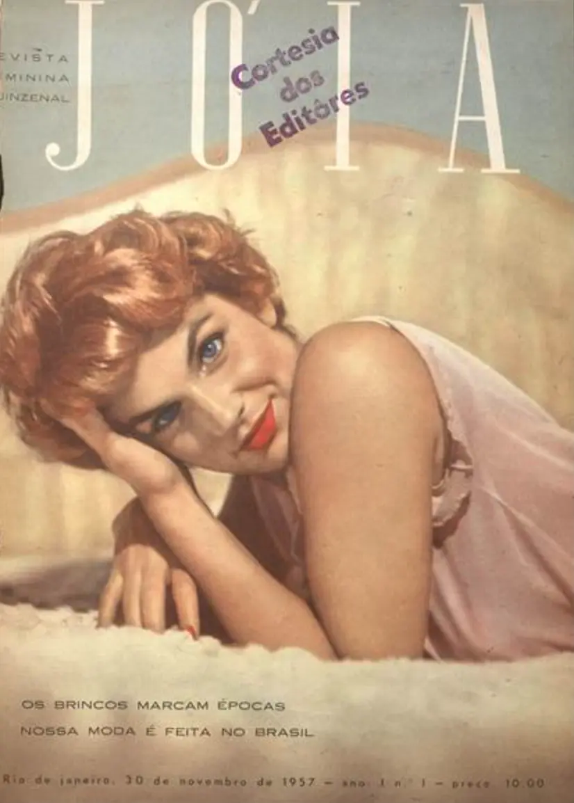 “Num ektachrome de Fúlvio Roiter, a atriz Tônia Carrero, em baby-doll, tal como aparece, agora, no palco”, capa da primeira edição da revista Jóia, lançada em novembro de 1957