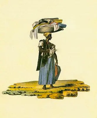 Negra vendedora de quinquilharias, aquarela de Joaquim Candido Guillobel, 1814