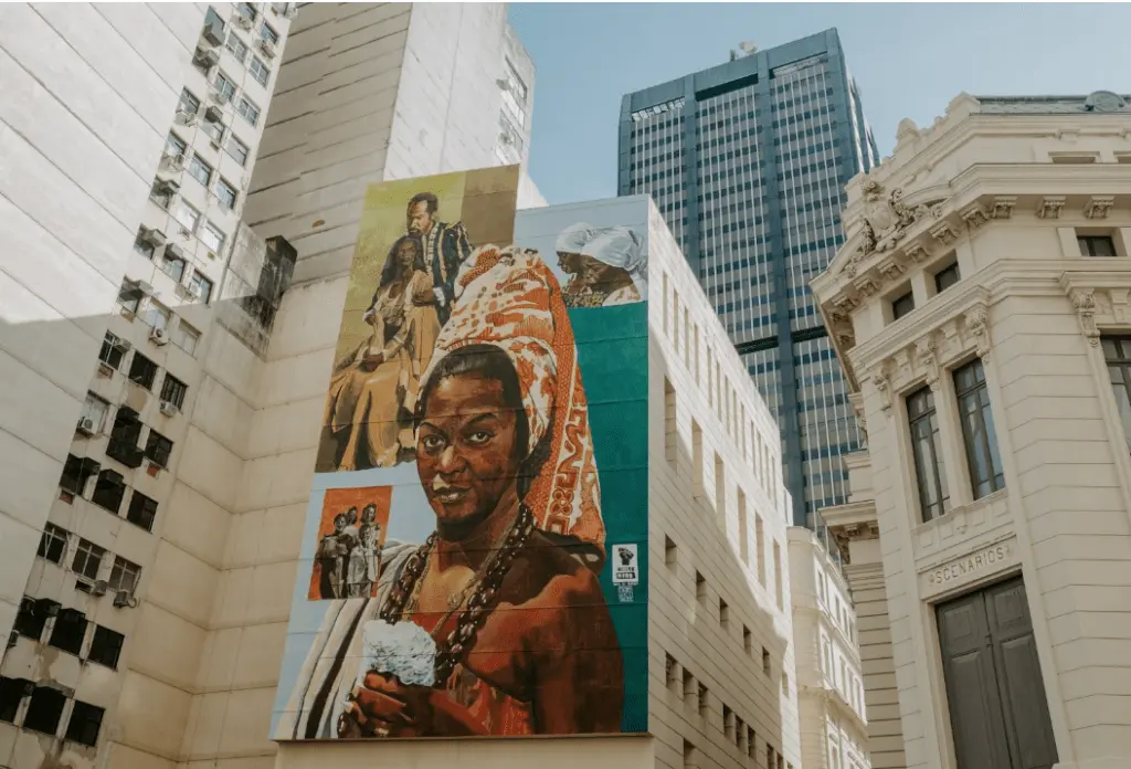 Mural homenageando Ruth de Souza ao lado do Theatro Municipal