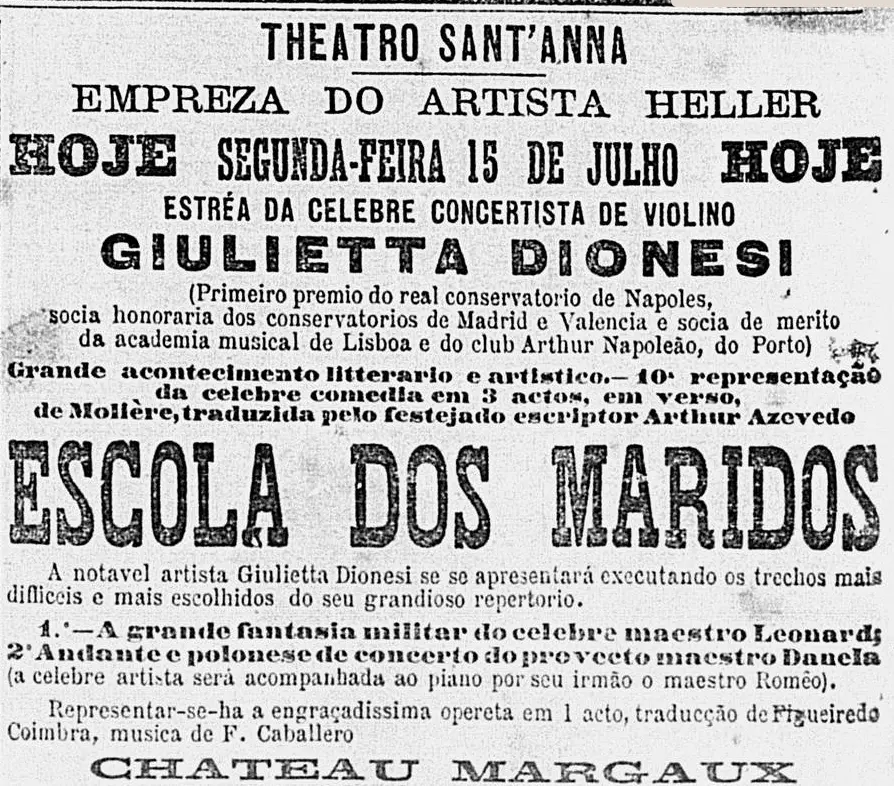 Programa da noite de 15 de julho de 1889. Gazeta de Notícias