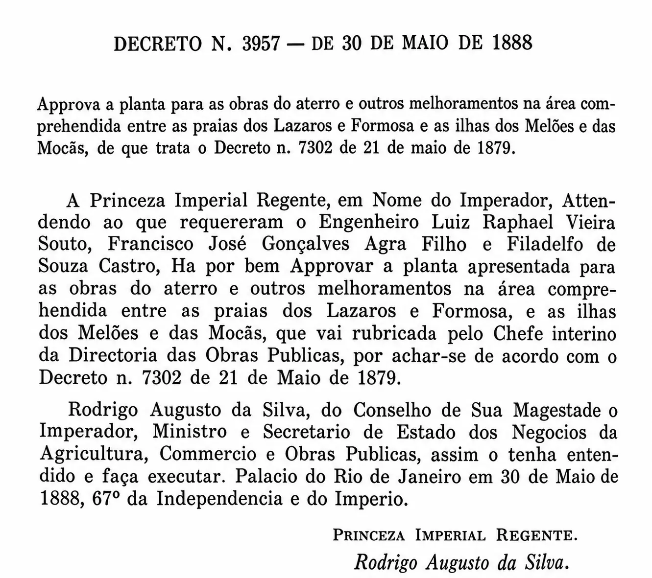 Texto do decreto 9.957 de 30 de maio de 1888